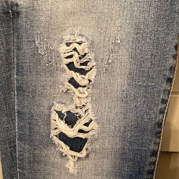 KANCAN Signature Mid-Rise Ankle Skinny Jeans Distressed Destroyed Busted Knee 24 - Picture 6 of 10